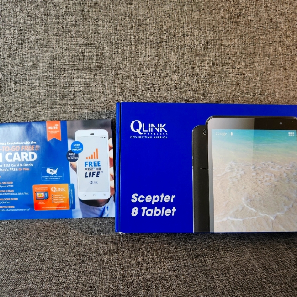 QLINK WIRELESS GOOGLE ANDROID 8" 16GB TABLET W/SIM CARD FOR SERVICES-BRAND NEW